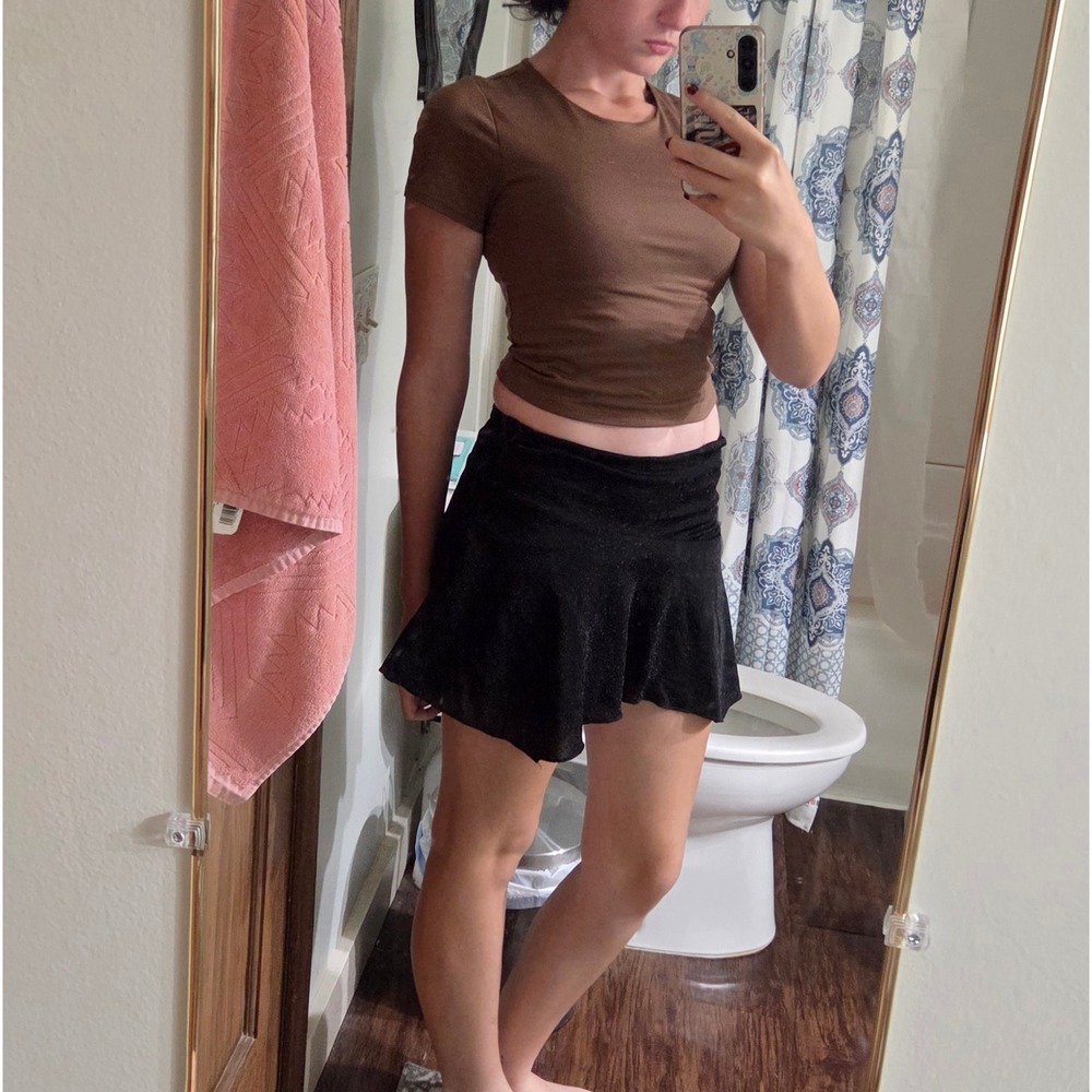 Refuge Black‎ Glitter Mini Skort Metallic Sparkle Skirt Shorts Womens Medium